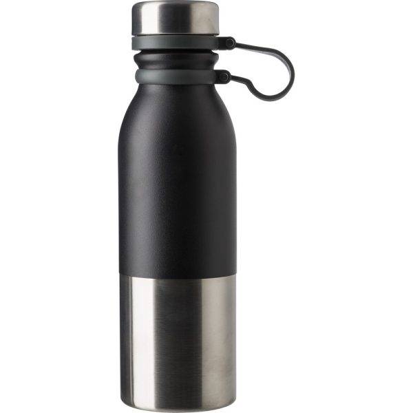 Bouteille isotherme 600 ml noir personnalisable avec logo
