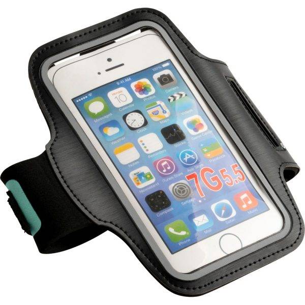 Brassard, étui pour téléphone portable noir personnalisable avec logo