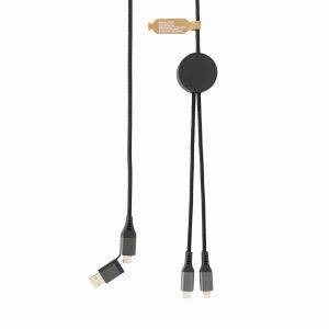 Câble 4 en 1 de 3 mètres en PET RCS Terra gris personnalisable