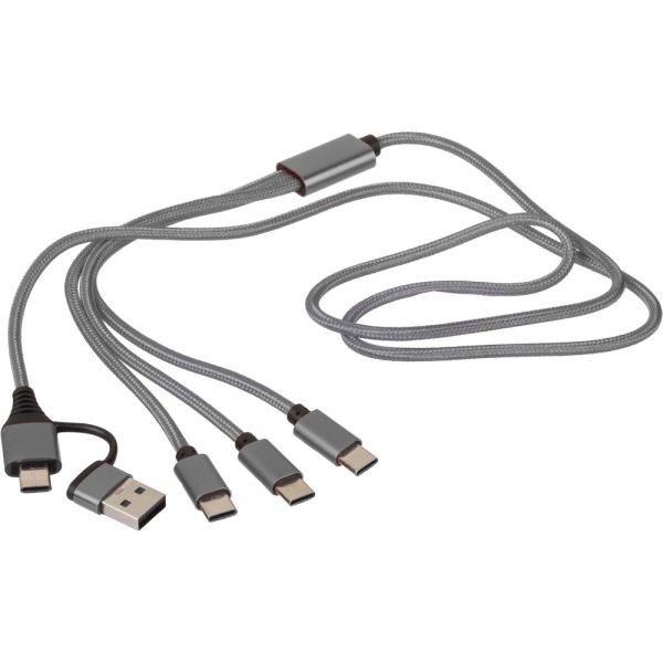 Câble de charge 6-en-1 argent personnalisable avec logo