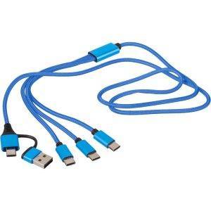 Câble de charge 6-en-1 bleu personnalisable avec logo