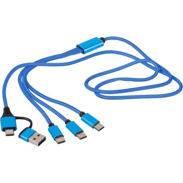 Câble de charge 6-en-1 bleu personnalisable avec logo
