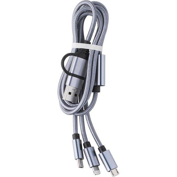 Câble de charge argent personnalisable avec logo – réf. V1563-32