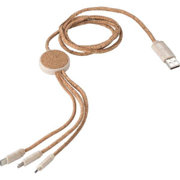 Câble de charge en liège brun personnalisable avec logo