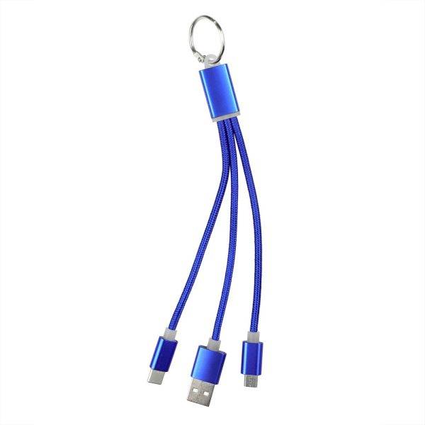 Câble de charge, porte-clés bleu marine personnalisable avec logo
