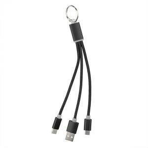 Câble de charge, porte-clés noir personnalisable avec logo
