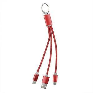 Câble de charge, porte-clés rouge personnalisable avec logo