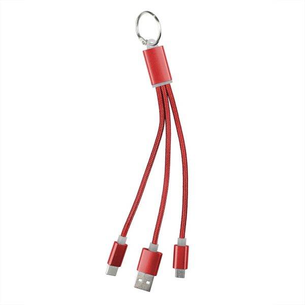 Câble de charge, porte-clés rouge personnalisable avec logo