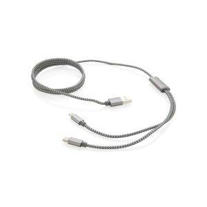 Câble tressé 3 en 1, gris personnalisable avec logo