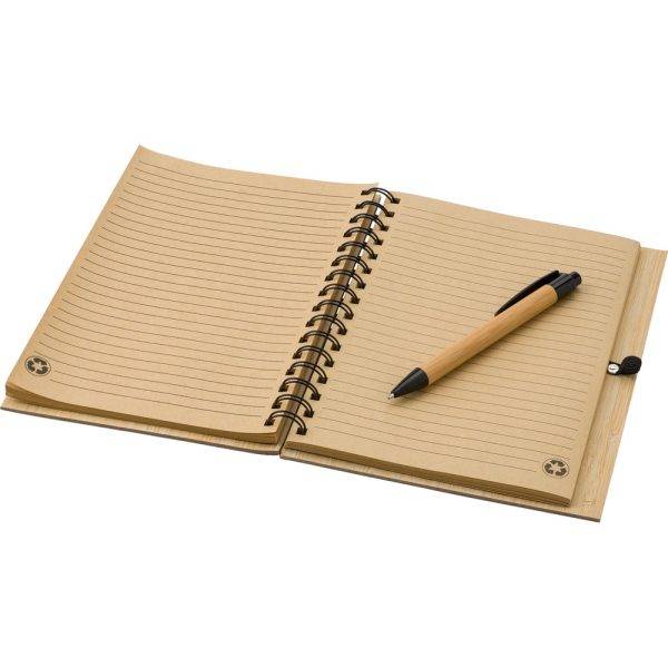 Cahier bambou A5, stylo bille bois personnalisable avec logo