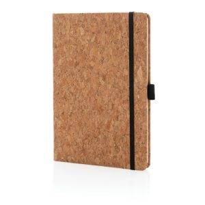 Carnet A5 à couverture rigide en liège brun personnalisable avec logo