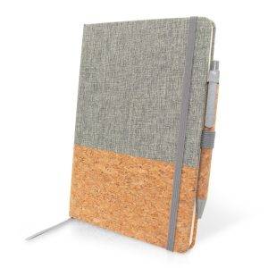 Carnet A5 en liège avec Stylo bille | Layla gris personnalisable
