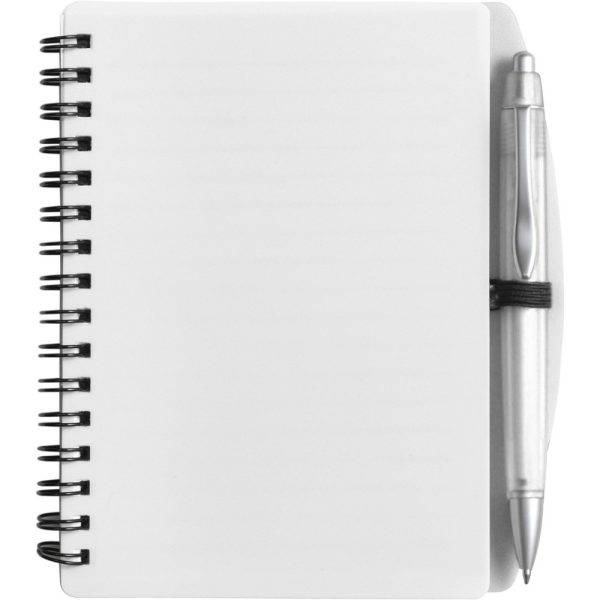 Carnet A6 avec stylo bille blanc personnalisable avec logo