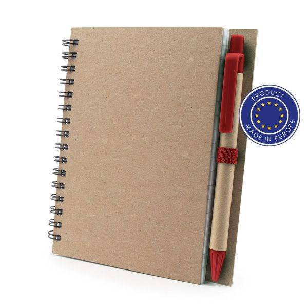 Carnet A6 avec stylo bille | Sidney rouge personnalisable avec logo