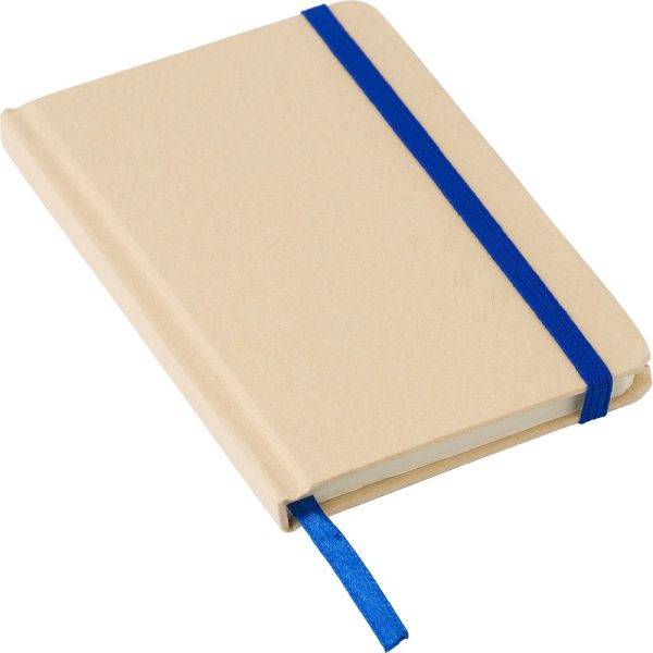 Carnet A6 en papier craft recyclé bleu personnalisable avec logo