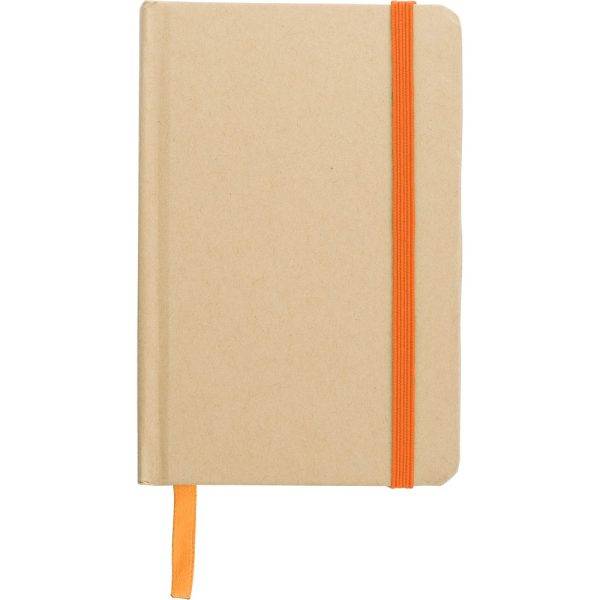 Carnet A6 en papier craft recyclé orange personnalisable avec logo