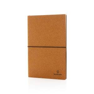 Carnet de notes A5 en cuir recyclé GRS brun personnalisable avec logo