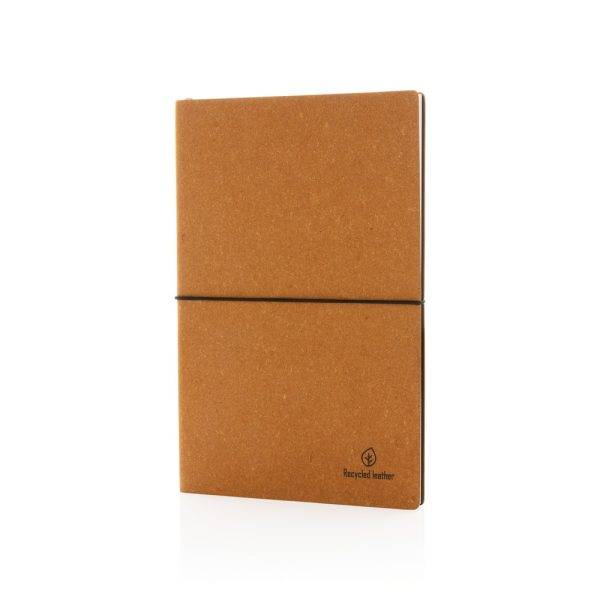 Carnet de notes A5 en cuir recyclé GRS brun personnalisable avec logo
