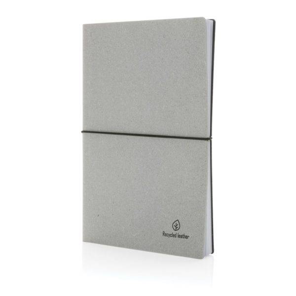 Carnet de notes A5 en cuir recyclé GRS gris personnalisable avec logo – réf. P772.2112