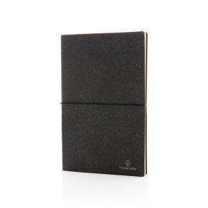 Carnet de notes A5 en cuir recyclé GRS gris personnalisable avec logo