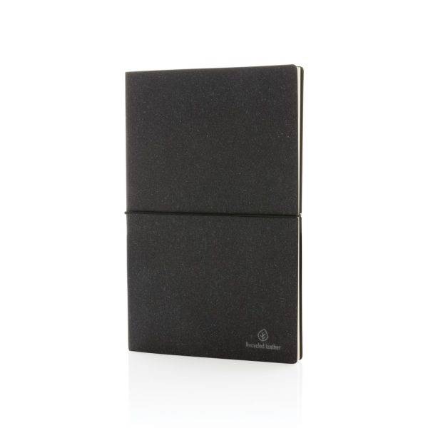 Carnet de notes A5 en cuir recyclé GRS gris personnalisable avec logo