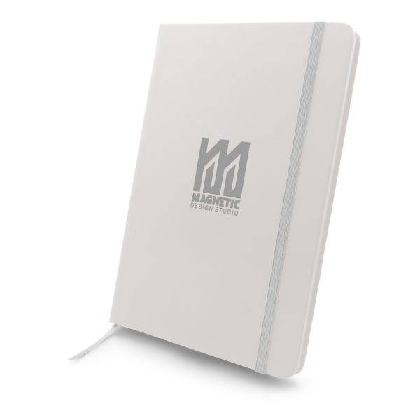Carnet de notes A5 en PU recyclé Roderick blanc personnalisable