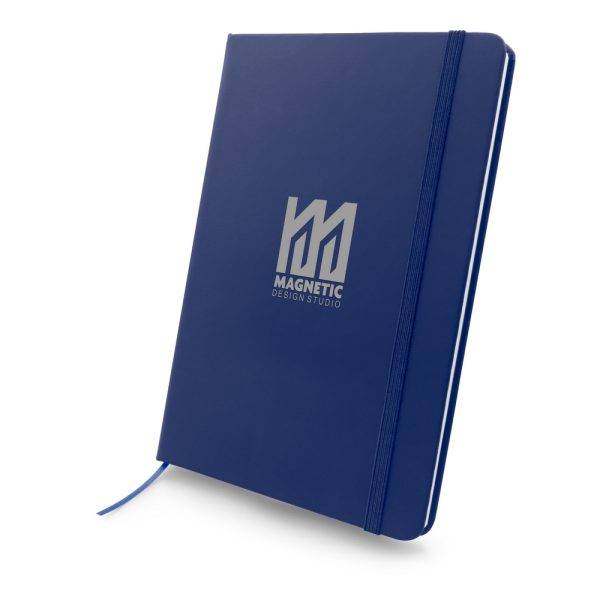 Carnet de notes A5 en PU recyclé Roderick bleu marine personnalisable
