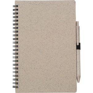 Carnet de paille de blé env. A5 avec Stylo bille personnalisable