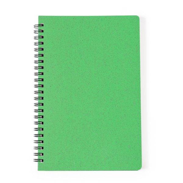 Carnet en paille de blé env. A5 vert personnalisable avec logo