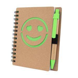 Carnet env. B7 "visage souriant" avec stylo bille | personnalisable – réf. V7247-06