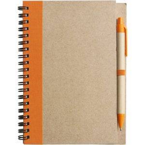 Carnet environ A5 avec stylo bille orange personnalisable avec logo
