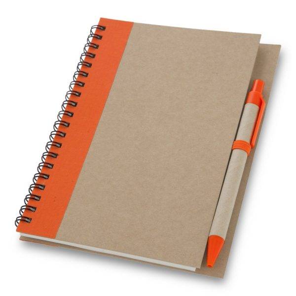 Carnet environ A5 avec stylo bille Salvatore orange personnalisable