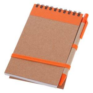 Carnet environ A6 avec stylo bille orange personnalisable avec logo