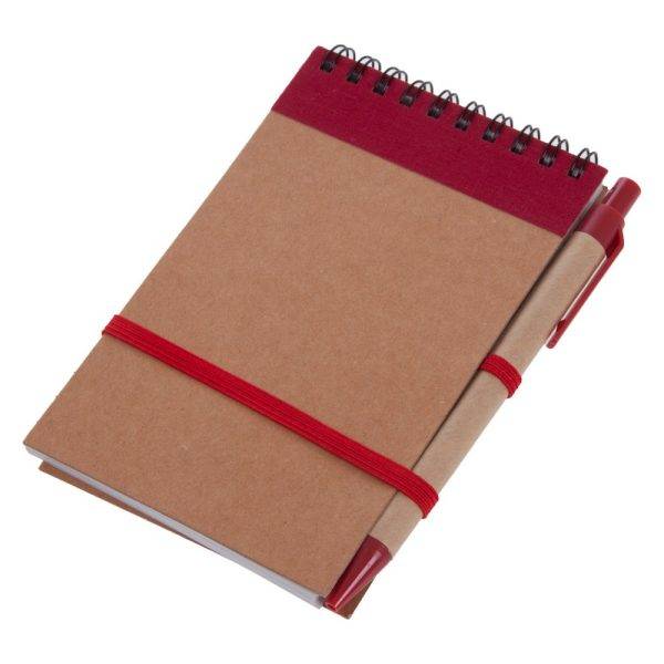 Carnet environ A6 avec stylo bille rouge personnalisable avec logo