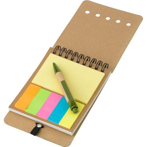 Carnet environ A6, marque-page autocollantes, stylo personnalisable
