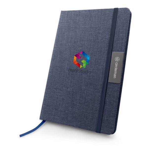 Carnet RPET A5 Raysha bleu marine personnalisable avec logo