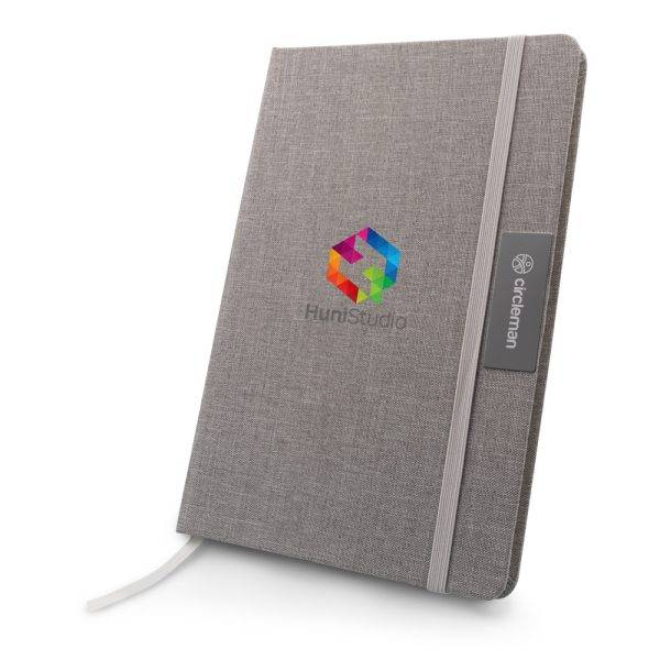 Carnet RPET A5 Raysha gris personnalisable avec logo