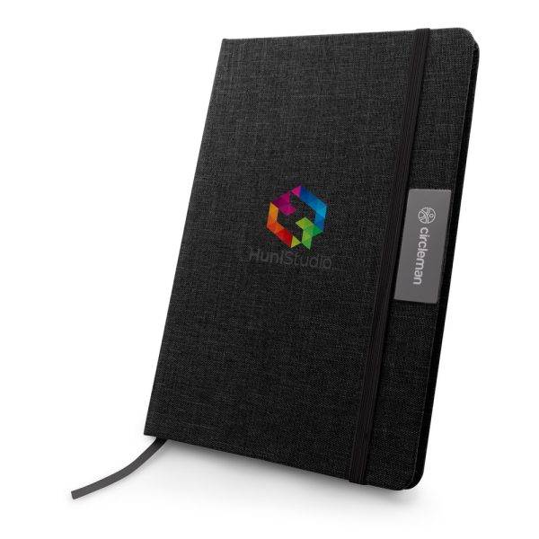 Carnet RPET A5 Raysha noir personnalisable avec logo