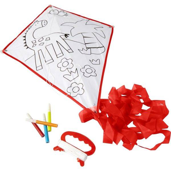 Cerf-volant à colorier rouge personnalisable avec logo