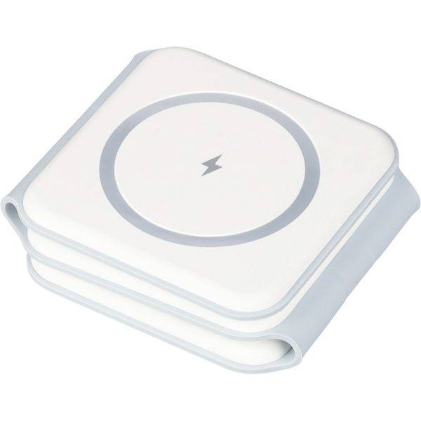 Chargeur sans fil 3-en-1 blanc personnalisable avec logo