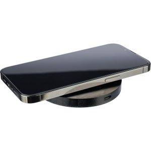 Chargeur sans fil en bambou noir personnalisable avec logo