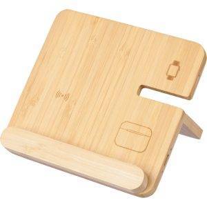 Chargeur sans fil, support pour téléphone 3-en-1 brun personnalisable