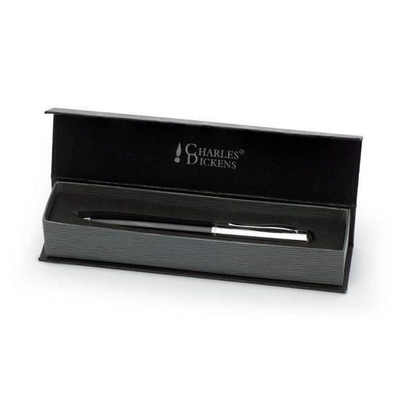 Charles Dickens Stylo bille noir personnalisable avec logo – réf. V1350-03