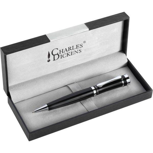 Charles Dickens Stylo bille noir personnalisable avec logo