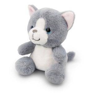 Chat en peluche Elvins gris personnalisable avec logo