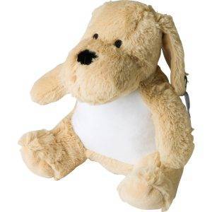 Chien en peluche beige personnalisable avec logo