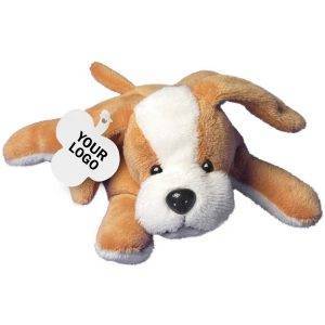 Chien en peluche brun claire personnalisable avec logo