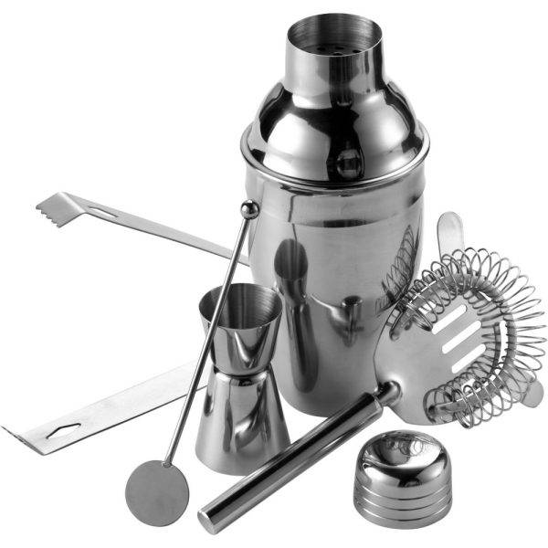 Cocktail, shaker, pince à glace, cuillère argent personnalisable