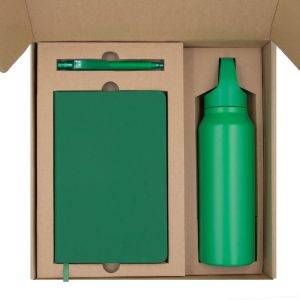 Coffret cadeau, bouteille isotherme, stylo, carnet personnalisable – réf. VA989-06