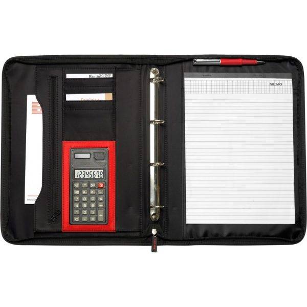 Conférencier A4, carnet et calculateur noir personnalisable avec logo – réf. V2400-03